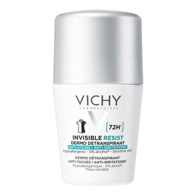 Vichy 72h Invisible Resist Anti-Stains - Anti-Irritations Deodorant Roll-On 50ml