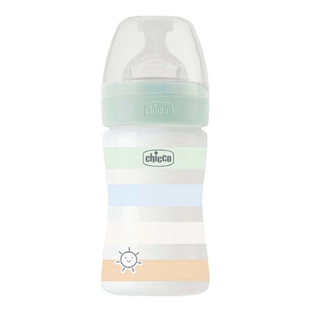 Chicco Well Being Πλαστικό Μπιμπερό με Ρίγες 0m+ 150ml