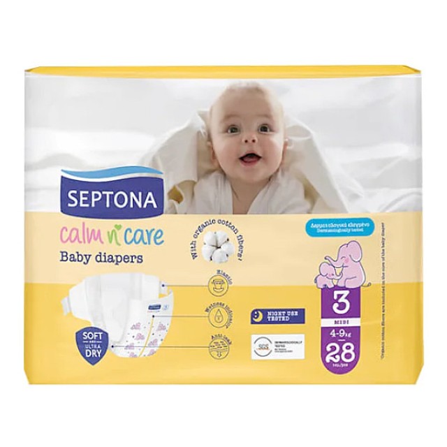 Septona Calm n’ Care Baby Diapers Midi No.3 (4-9kg) 28 τεμάχια