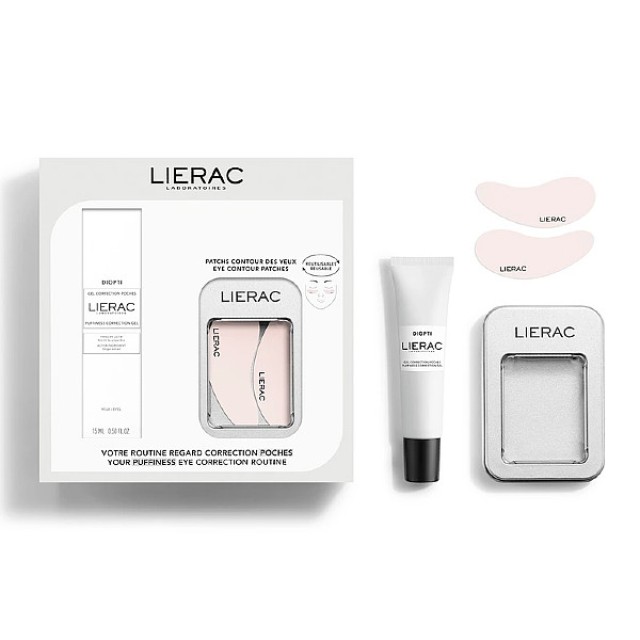 Lierac Diopti Puffiness Correction Gel 15ml & Eye Countour Patches 1 ζευγάρι