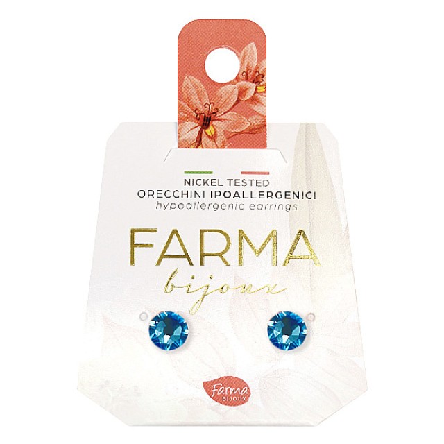 Farma Bijoux Υποαλλεγικά Σκουλαρίκια Κρύσταλλα Μπλε Πάγος 6.3mm