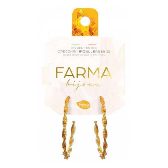 Farma Bijoux Υποαλλεγικά Σκουλαρίκια Κρίκοι Επιχρυσωμένοι Σπιράλ 40mm