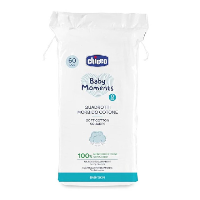 Chicco Baby Moments Soft Cotton Squares 60 τεμάχια