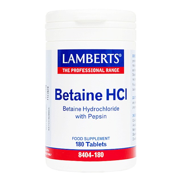 Lamberts Betaine HCI 324mg/Pepsin 5mg 180 ταμπλέτες