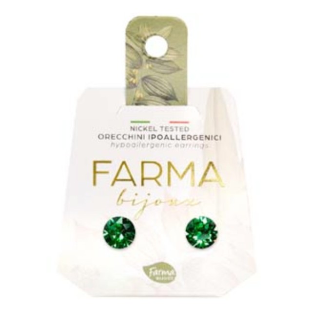 Farma Bijoux Υποαλλεργικά Σκουλαρίκια Κρύσταλλο Σμαραγδί 7.15mm