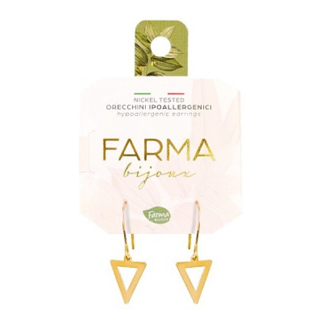 Farma Bijoux Υποαλλεργικά Σκουλαρίκια Κρεμαστά Επιχρυσωμένα Τρίγωνα 25mm