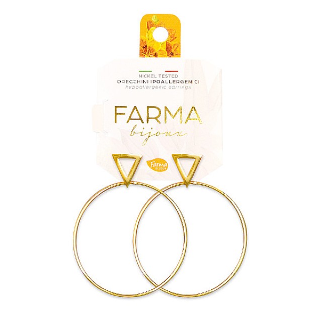 Farma Bijoux Υποαλλεγικά Σκουλαρίκια Λεπτοί Επιχρυσωμένοι Κρίκοι με βάση Ρόμβο 40mm