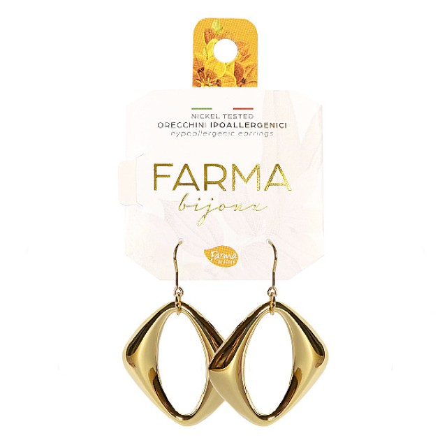 Farma Bijoux Υποαλλεγικά Σκουλαρίκια Μενταγιόν Χρυσός Ρόμβος 42mm