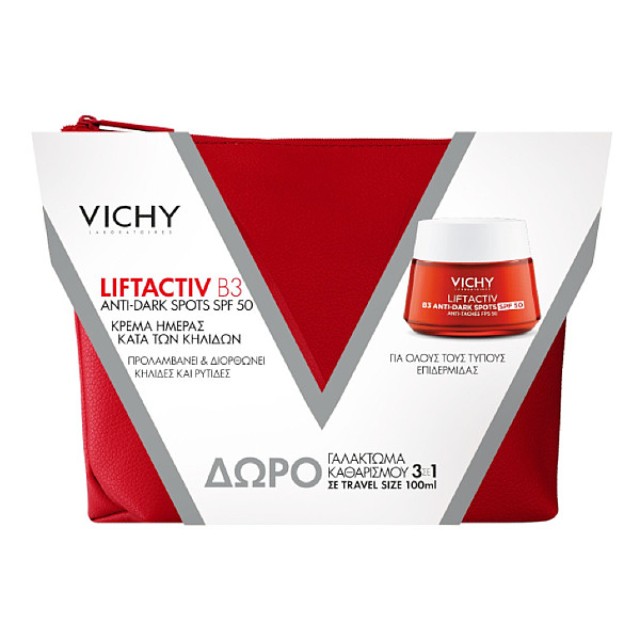 Vichy Liftactiv B3 Anti-Dark Spots Day Cream SPF50 50ml & Purete Thermale 3 in 1 One Step Cleanser 100ml