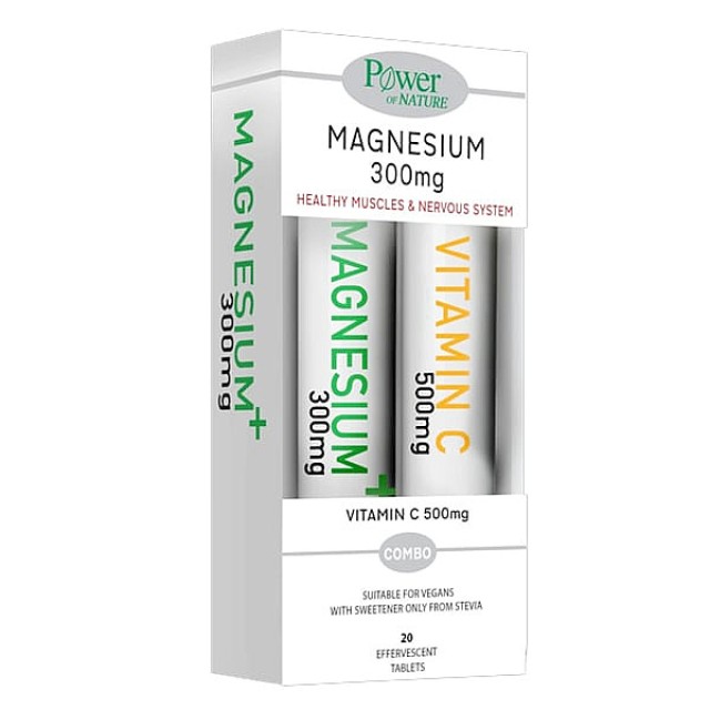 Power Health Magnesium 300mg 20 αναβράζοντα δισκία & Vitamin C 500mg 20 αναβράζοντα δισκία