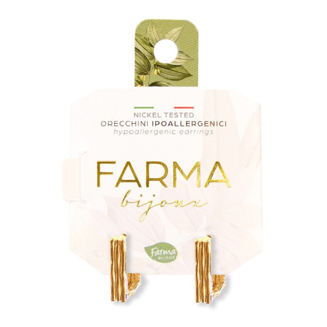 Farma Bijoux Υποαλλεγικά Σκουλαρίκια Τετράγωνοι Κρίκοι Χρυσοί 17mm