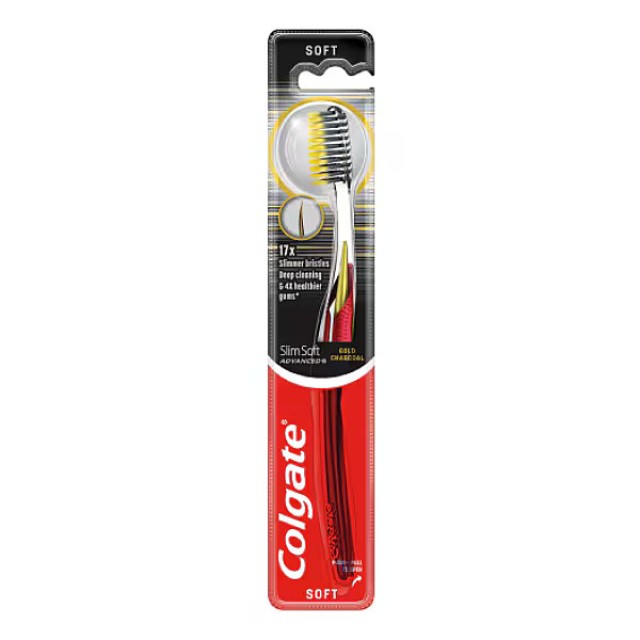 Colgate SlimSoft Advanced Gold Charcoal Οδοντόβουρτσα 1 τεμάχιο