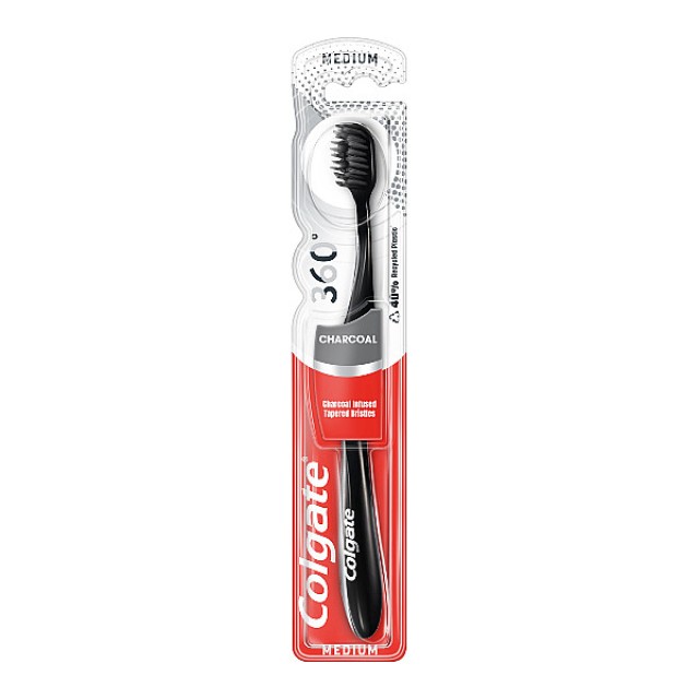 Colgate 360 Charcoal Medium Οδοντόβουρτσα 1 τεμάχιο