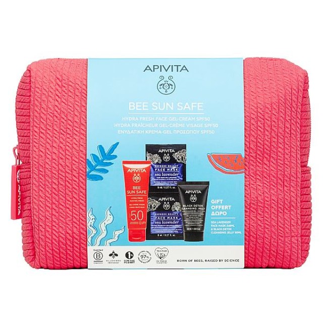 Apivita Bee Sun Safe Hydra Fresh Face Gel-Cream SPF50 50ml & Black Detox Cleansing Jelly 50ml & Face Mask Sea Lavender 2x8ml