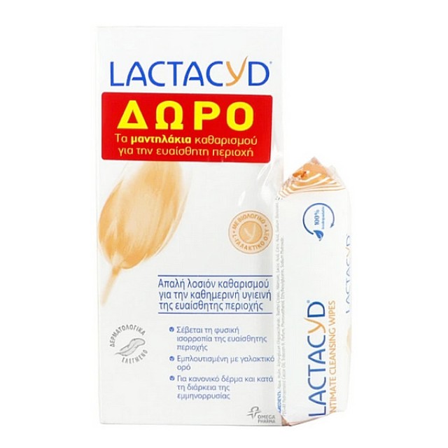 Lactacyd Classic 300ml & Δώρο Intimate Cleansing Wipes 15 τεμάχια