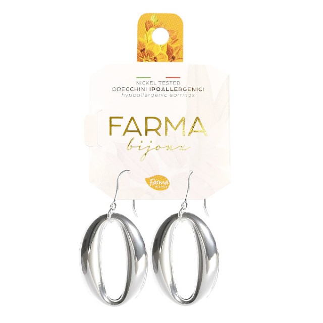 Farma Bijoux Υποαλλεγικά Σκουλαρίκια Ασημένιο Οβάλ 45mm