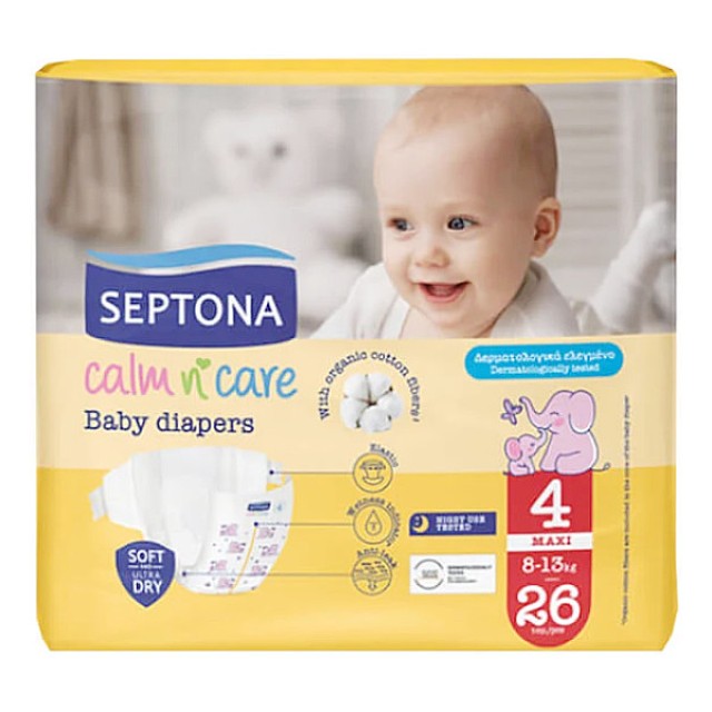 Septona Calm n’ Care Baby Diapers Maxi No.4 (8-13kg) 26 τεμάχια