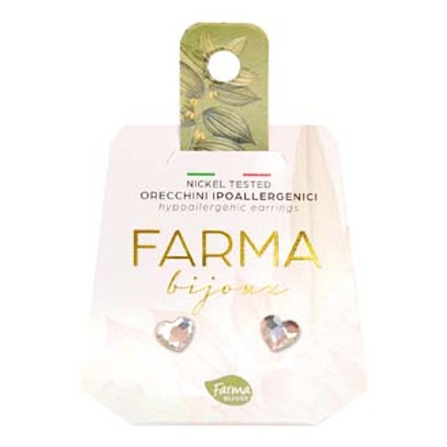 Farma Bijoux Υποαλλεργικά Σκουλαρίκια Διάφανη Καρδιά 6.6mm