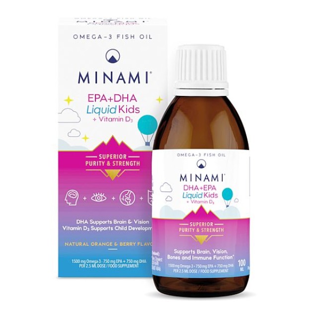 Minami EPA + DHA Liquid Kids 3y+ γεύση Μούρα και Πορτοκάλι 100ml