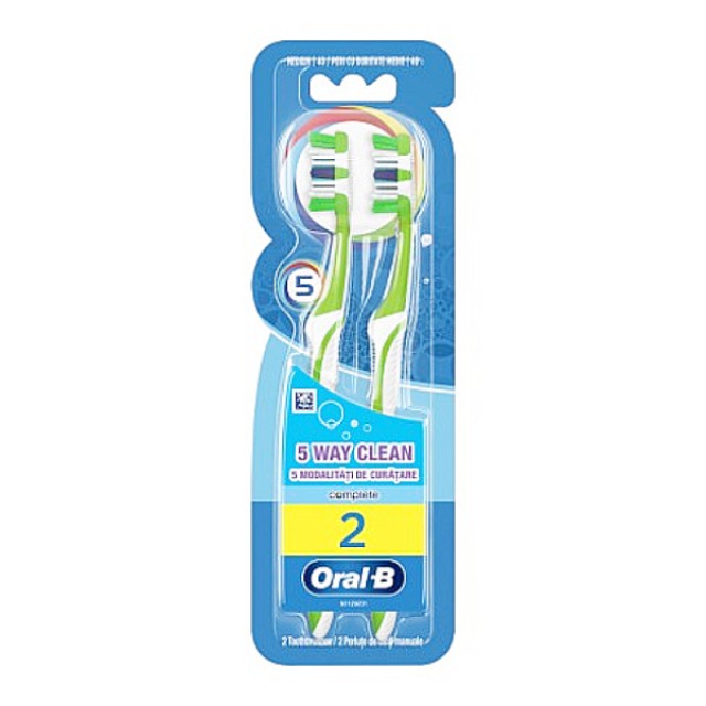 Oral-B 5 Way Clean 40 Medium Οδοντόβουρτσα 2 τεμάχια