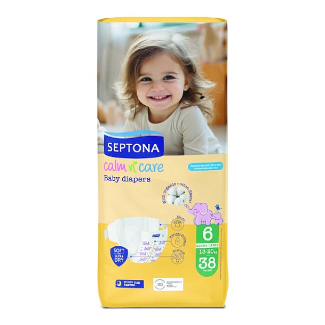 Septona Calm n’ Care Baby Diapers Extra Large No.6 (13-20kg) 38 τεμάχια