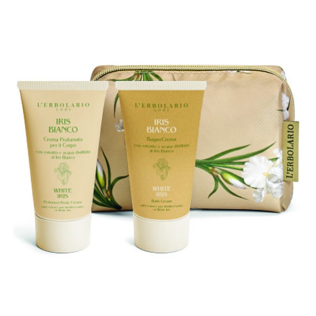 L'Erbolario Iris Bianco Beauty Pochette Shower Gel 75ml & Body Cream 75ml