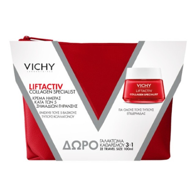 Vichy Liftactiv Collagen Specialist Day Cream 50ml & Purete Thermale 3 in 1 One Step Cleanser 100ml