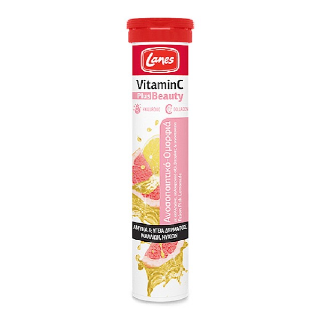 Lanes Vitamin C 500mg Plus Beauty γεύση Pink Lemonade 20 αναβράζοντα δισκία