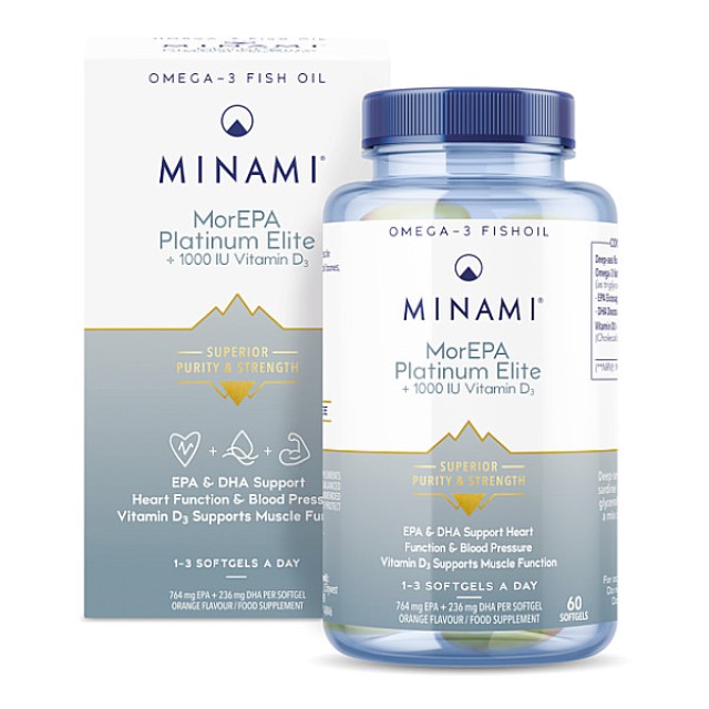 Minami MorEPA Platinum Elite + Vitamin D3 1000iu 60 μαλακές κάψουλες