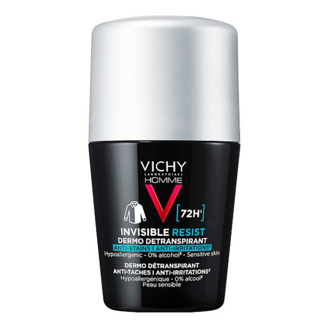 Vichy Homme 72h Invisible Resist Anti-Stains - Anti-Irritations Deodorant Roll-On 50ml